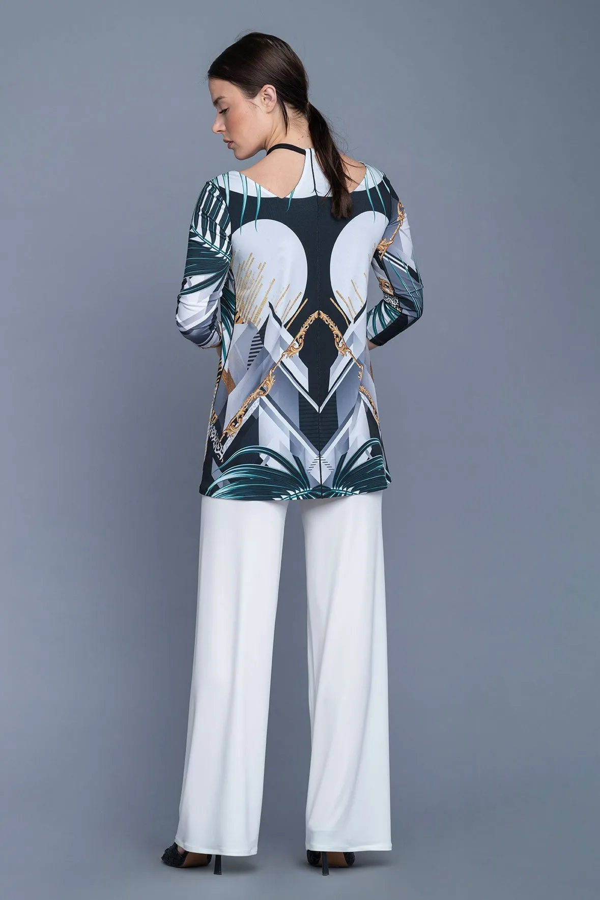 3/4 Sleeve Cord Neckline Tunic