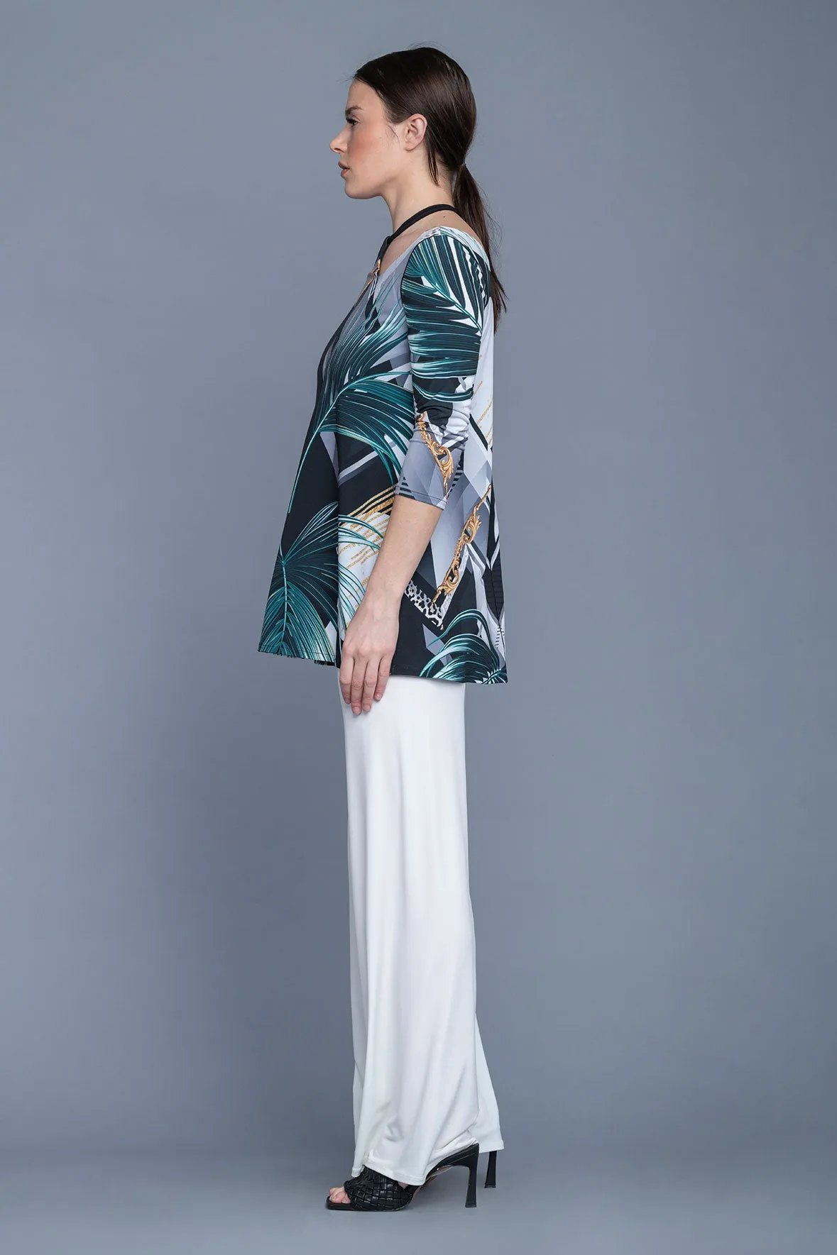 3/4 Sleeve Cord Neckline Tunic