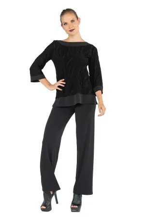 3/4 Sleeve Easy Boat Neck Framed Top
