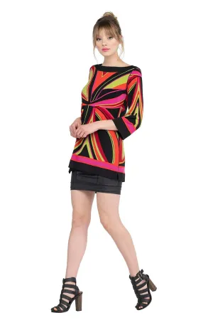 3/4 Sleeve Easy Boat Neck Framed Tunic