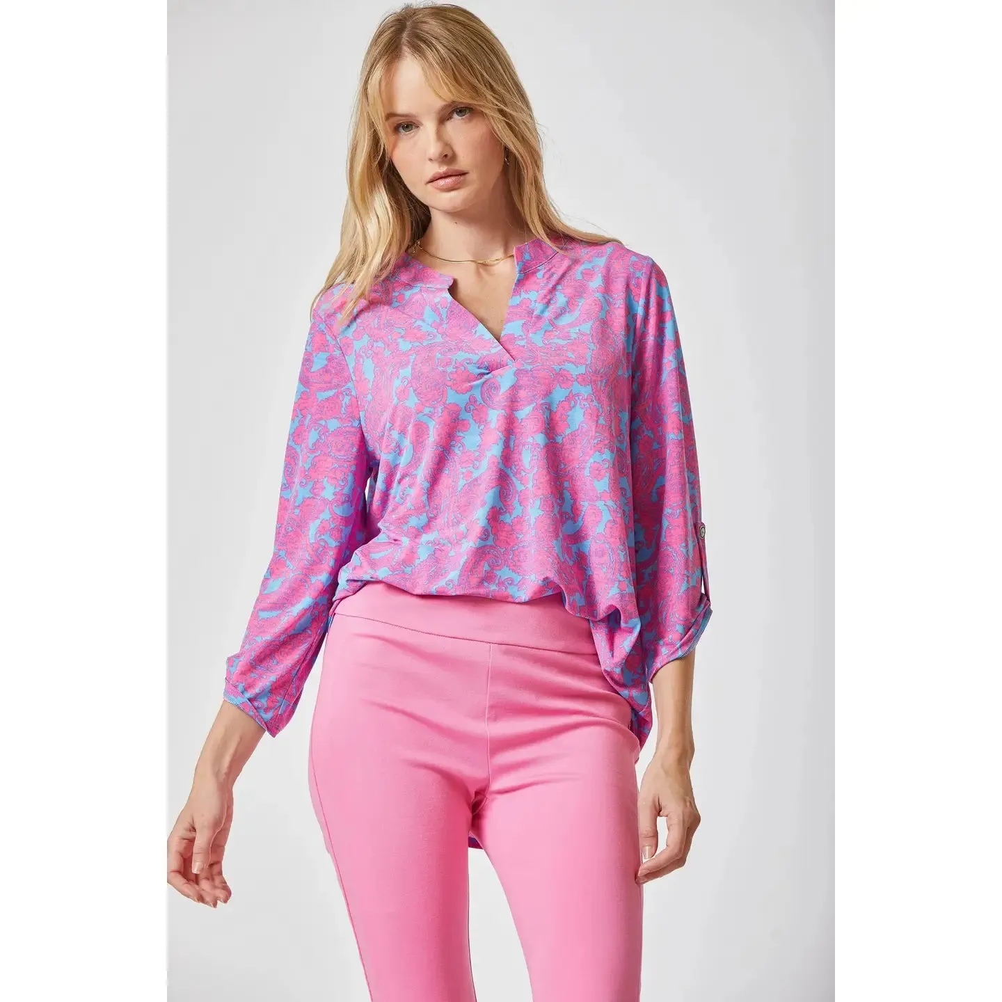 3/4 Sleeve Lizzy Medallion Wrinkle Free Blouse
