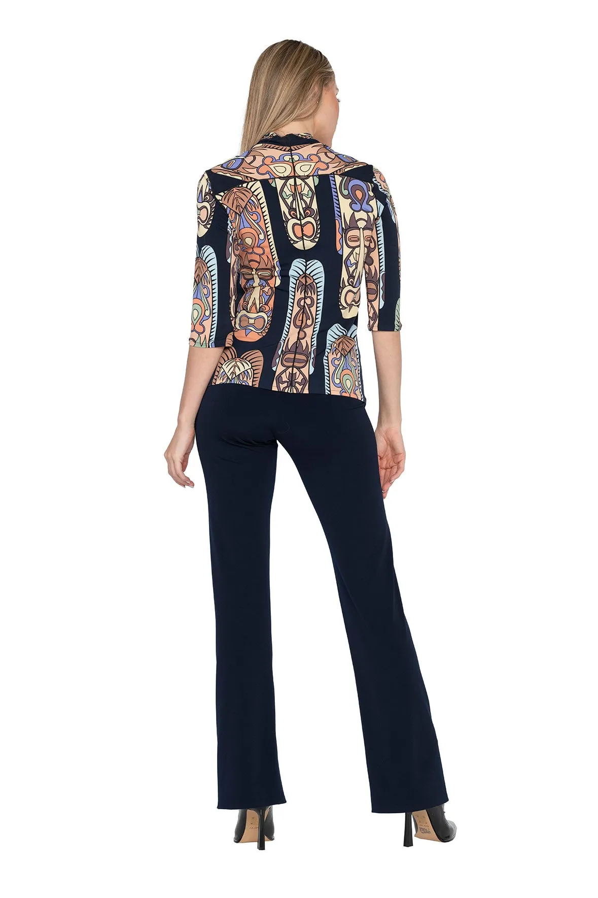 3/4 Sleeve Slit Cut Neck Top