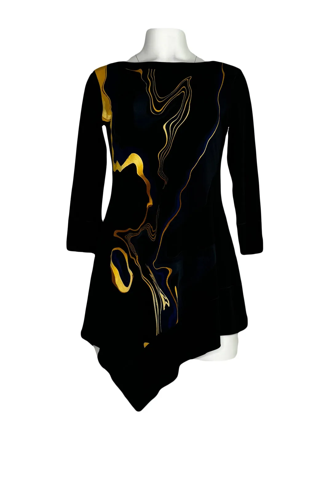 Asymmetric banded 3/4 sleeve tunic