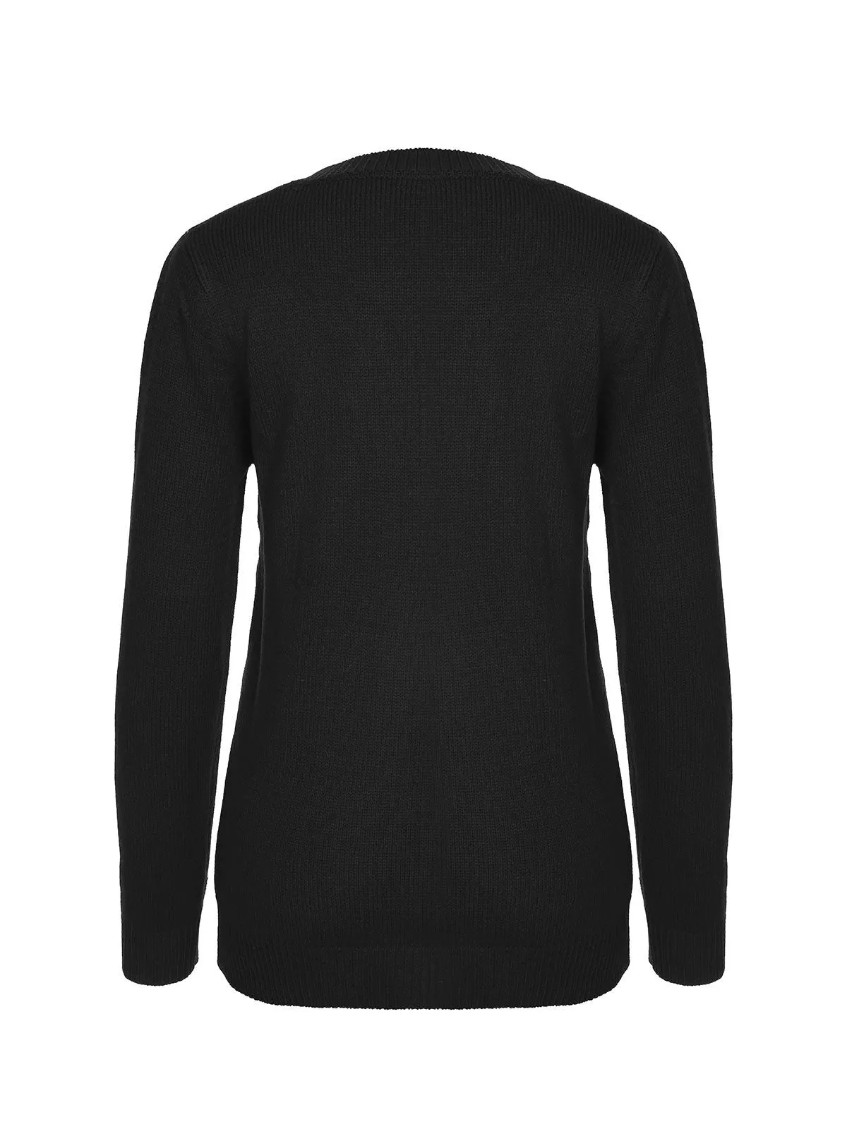 Black 1940s Christmas Elk Candy Canes Knit Sweater