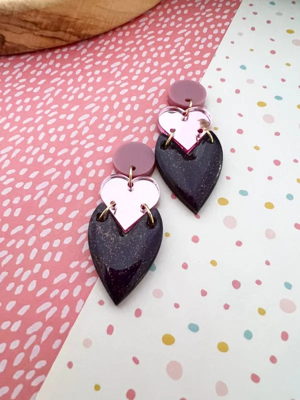 Colourful Heart Drop Earrings in 2 Styles