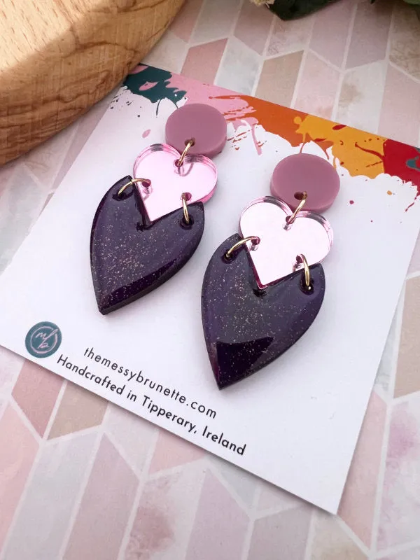Colourful Heart Drop Earrings in 2 Styles