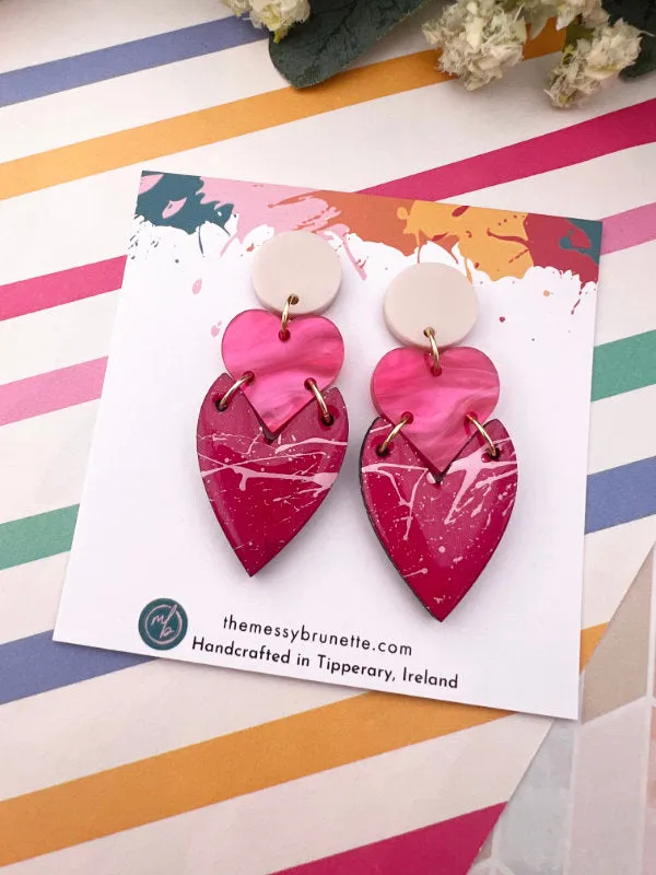 Colourful Heart Drop Earrings in 2 Styles