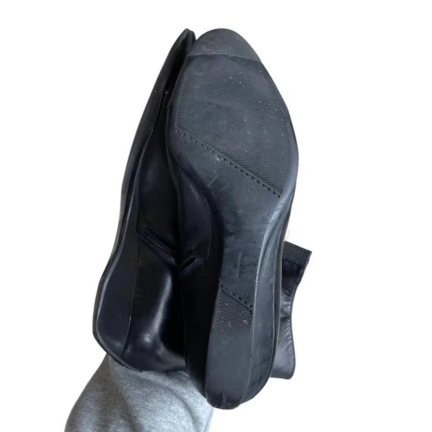 Ferragamo Gancini Leather Patent Booties Boots Size 8 Black