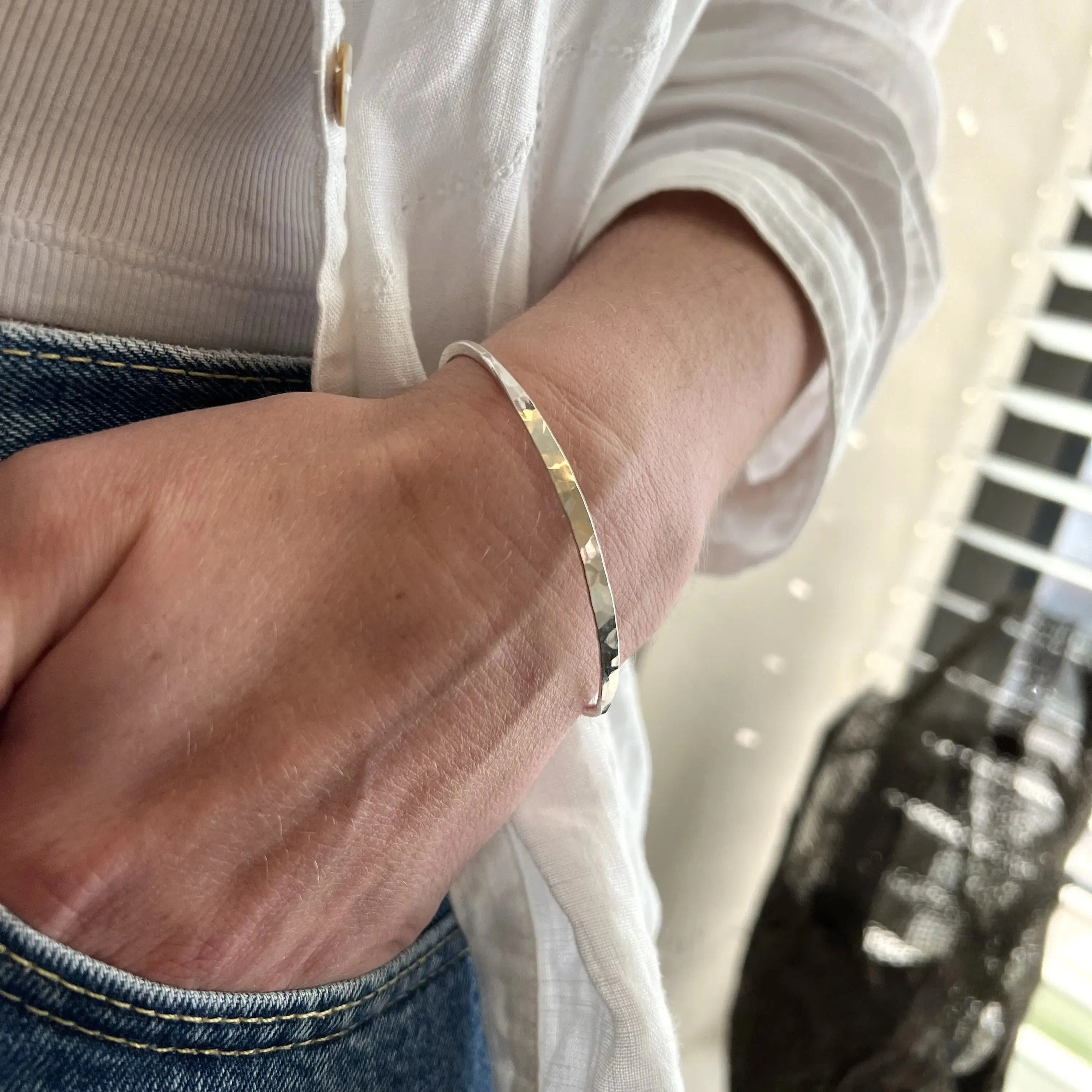 Forged Heavy Gauge Bangle with Circle Clasp