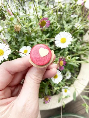 Handmade Love Heart Ring in Green & Red