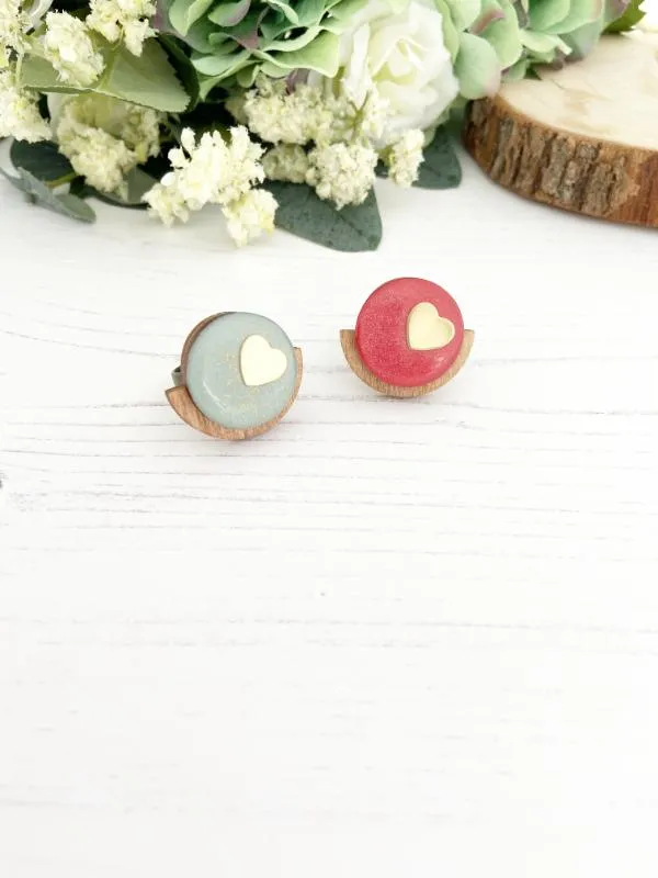 Handmade Love Heart Ring in Green & Red