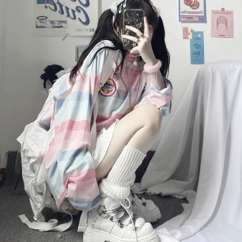 Harajuku Embroidery Girl T-Shirt