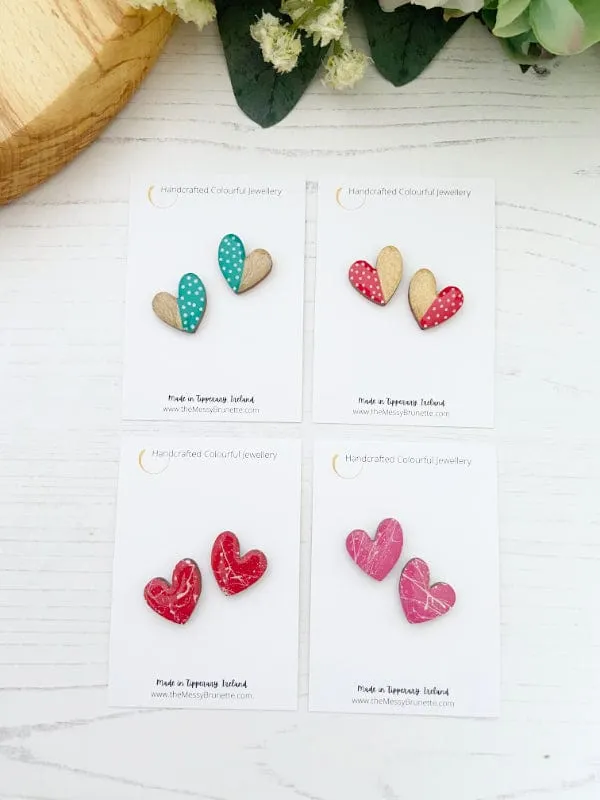Lopsided Heart Stud Earrings