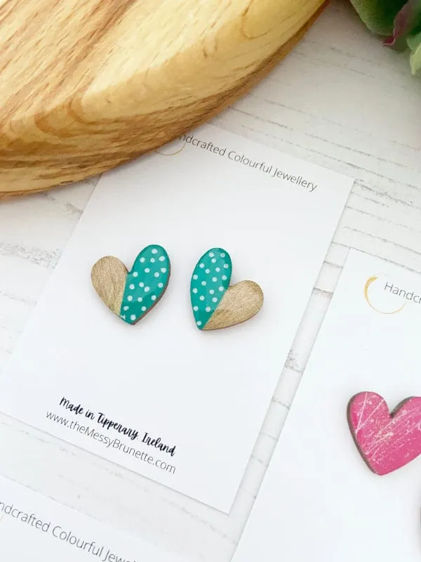 Lopsided Heart Stud Earrings