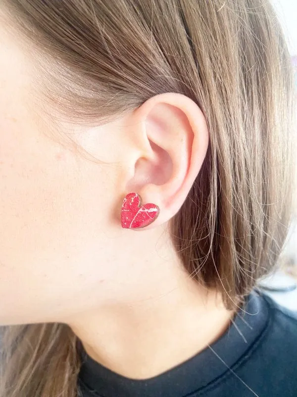 Lopsided Heart Stud Earrings