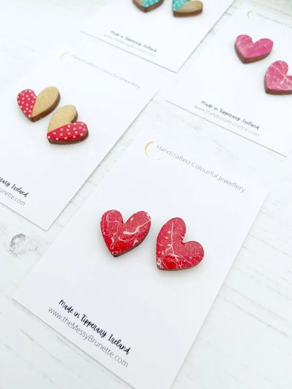 Lopsided Heart Stud Earrings