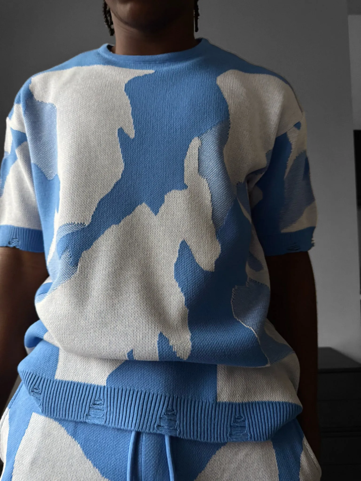Oversize Alpenglow Knit T-Shirt - Blue