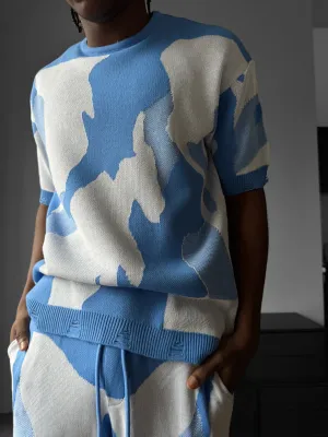 Oversize Alpenglow Knit T-Shirt - Blue