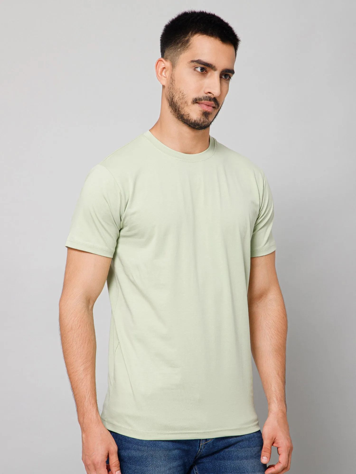 Plain Cotton Lycra Moon Mist T-shirt
