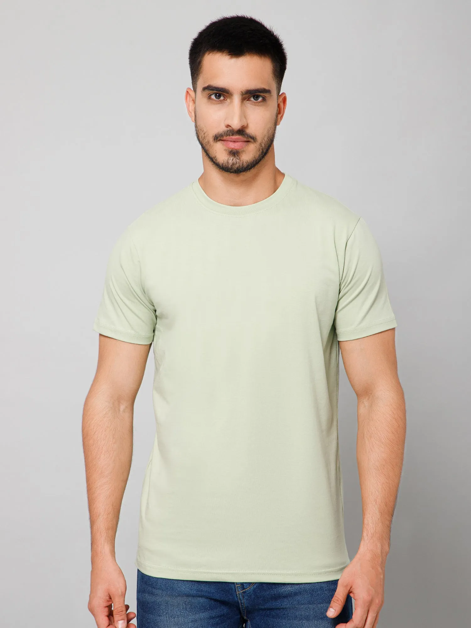 Plain Cotton Lycra Moon Mist T-shirt