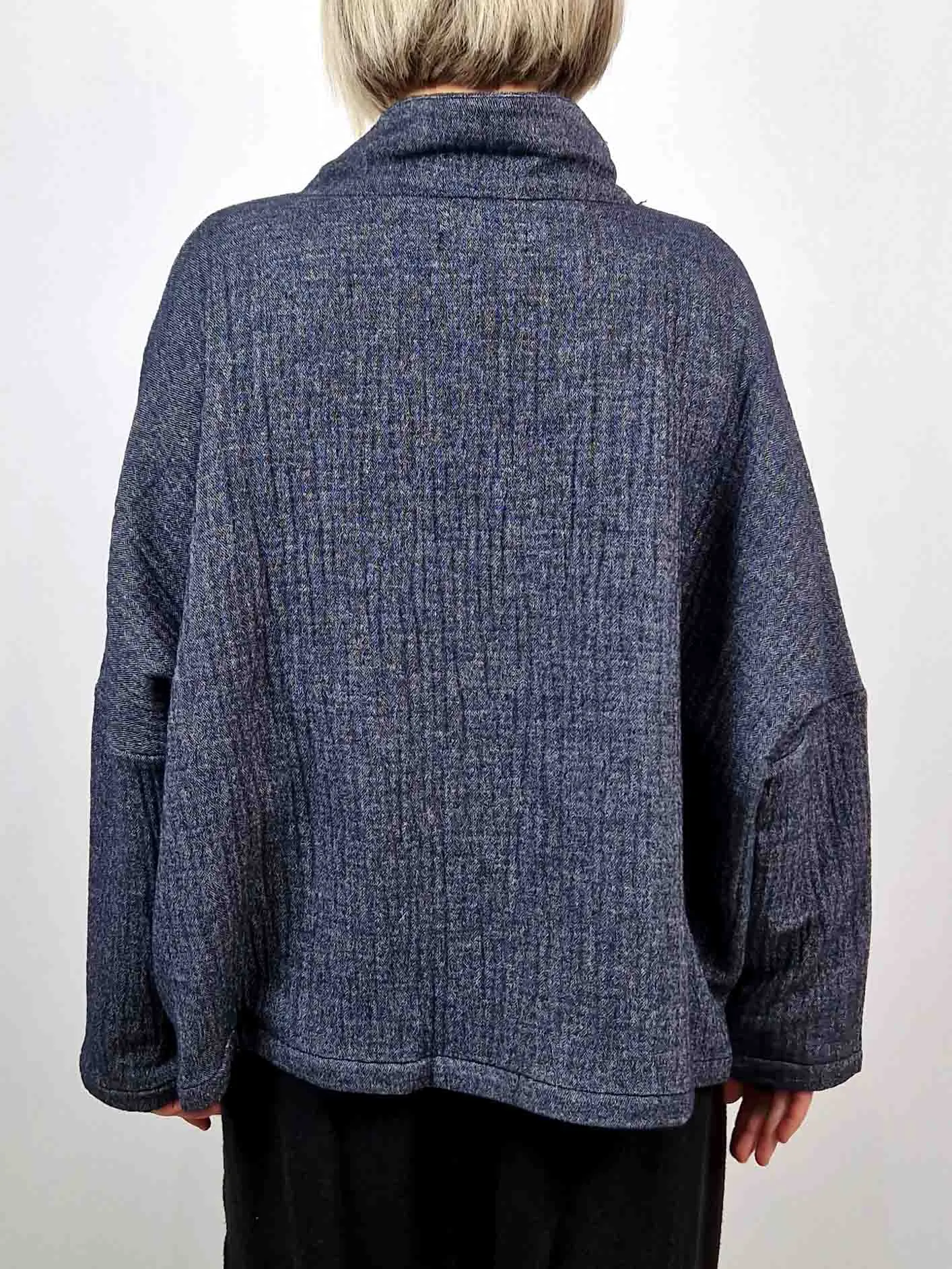 Short Oversized Peacoat in Denim Blue