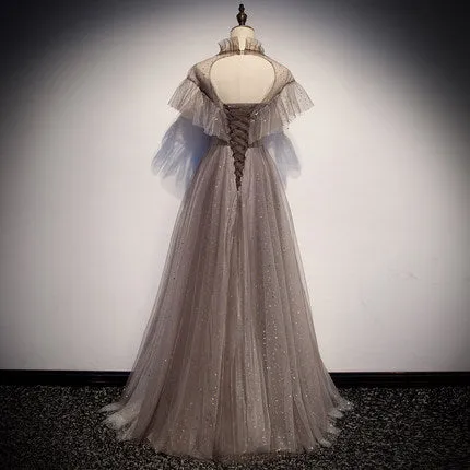 Simple A line Prom Dresses Tulle Evening Dress    fg231