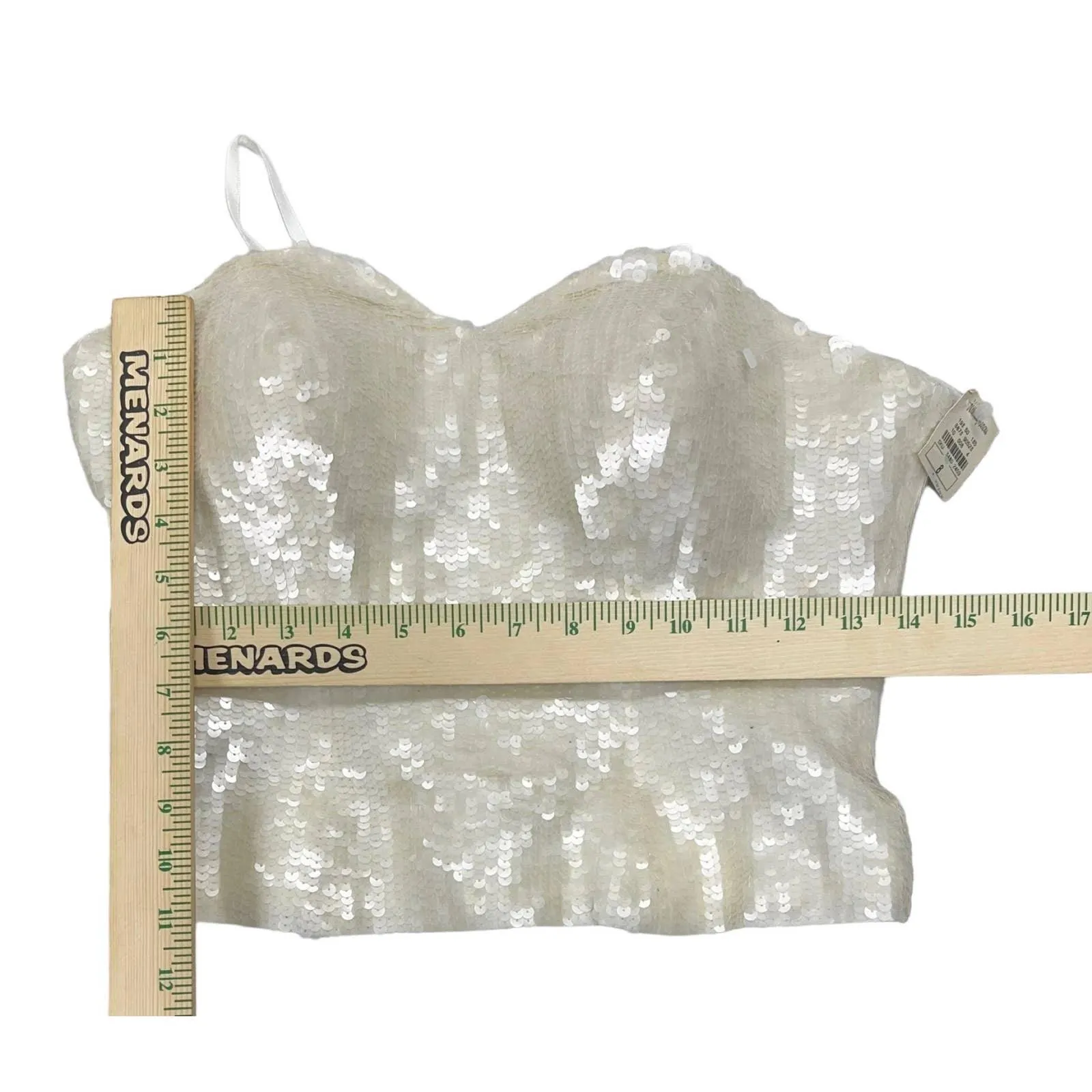 Vintage 90’s Bill Blass Neiman Marcus Sequin Strapless Peplum Top 8 Ivory